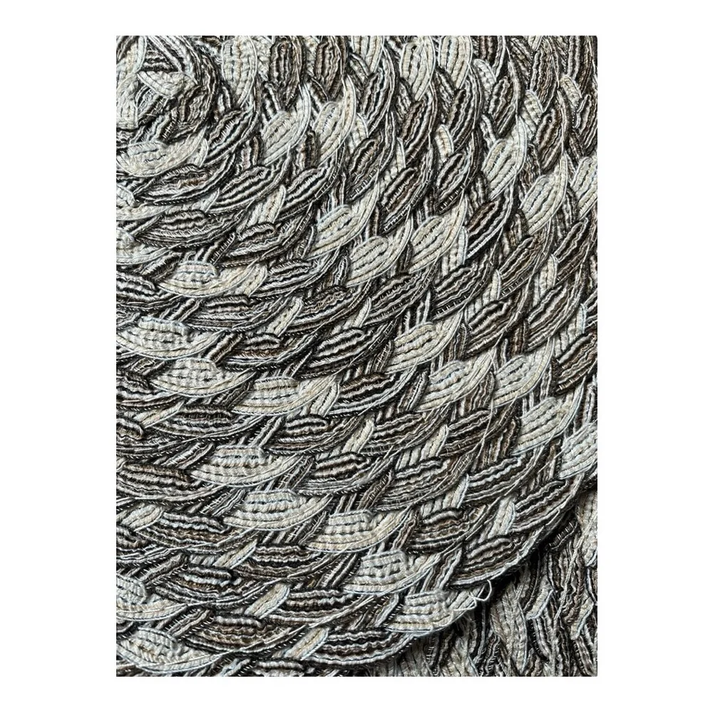 Neutral 15” Round Braided Placemats Set‎ of 12 Mist Grey